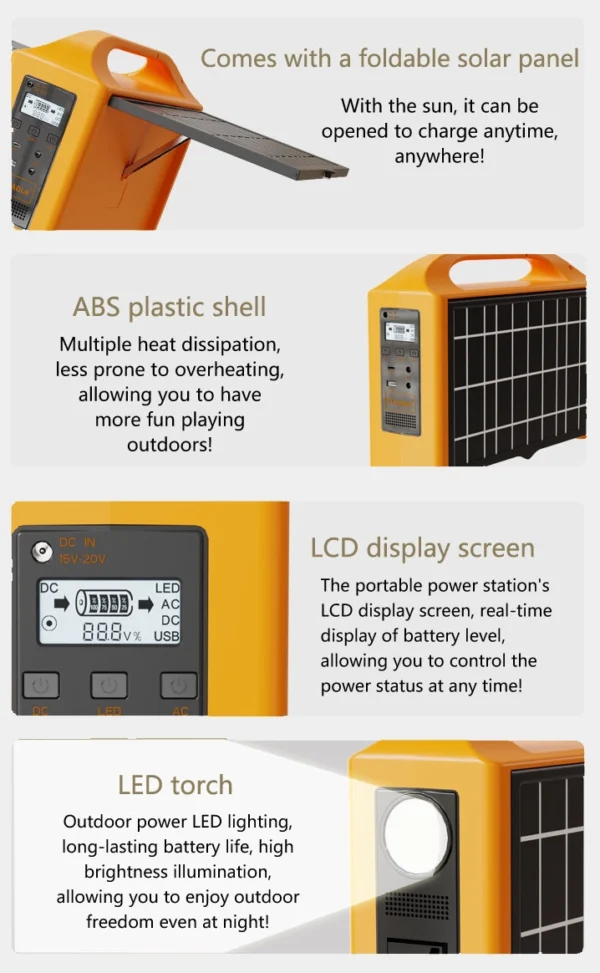 100W AC/DC Portable Power Station Inbuilt Solar Charging Details 100W AC/DC Portable Power Station Inbuilt Solar Charging Details